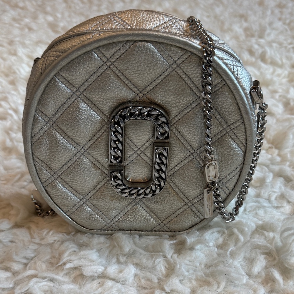 Marc Jacobs Silver Quilted Crossbody Bag